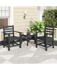 Gouun 6 Piece Hdpe Patio Dining Set with 67 in Table, Backless Bench and 4 Armchairs, Umbrella Hole