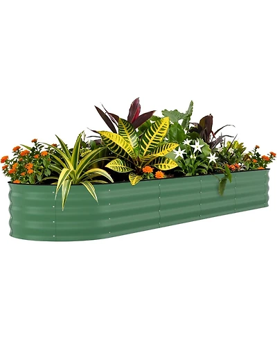 Xo 8x2x1.5FT Galvanized Raised Garden Bed, Metal Planter Box for Vegetables Flowers Herbs