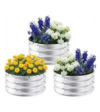Xo 3-Pack 2x2x1FT Round Metal Raised Garden Bed, Galvanized Planter Boxes for Vegetables Fruits Flowers, Outdoor Garden