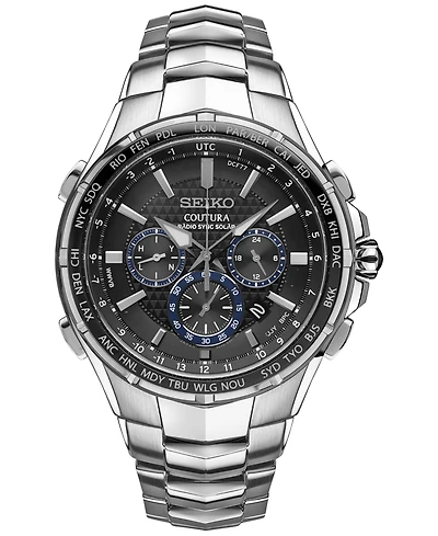 Seiko Men's Solar Chronograph Coutura Stainless Steel Bracelet Watch 45mm SSG009