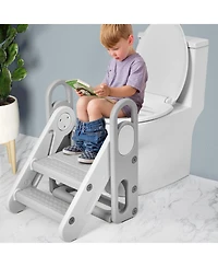 gaomon Collapsible 3-Step Toddler Step Stool with Handles - Adjustable Non-Slip Kids Counter Assistant Ladder