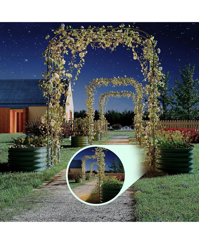 Xo 96" Raised Garden Bed with Arch Trellis, Expandable Metal Planter Box with Clips and Drainage Net, Outdoor Garden Bed