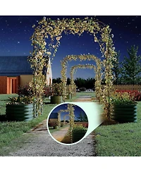 Xo 96" Raised Garden Bed with Arch Trellis, Expandable Metal Planter Box with Clips and Drainage Net, Outdoor Garden Bed