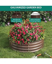 Xo Round Galvanized Raised Garden Bed 2x1 ft, Metal Planter Box, Rust and Corrosion Resistant, Easy Assembly