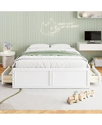 Streamdale Furniture Wood Queen Size Platform Bed Frame with 6 Drawers