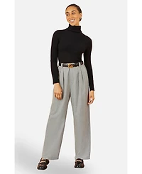 Yumi Women's Check Wide Leg Trousers