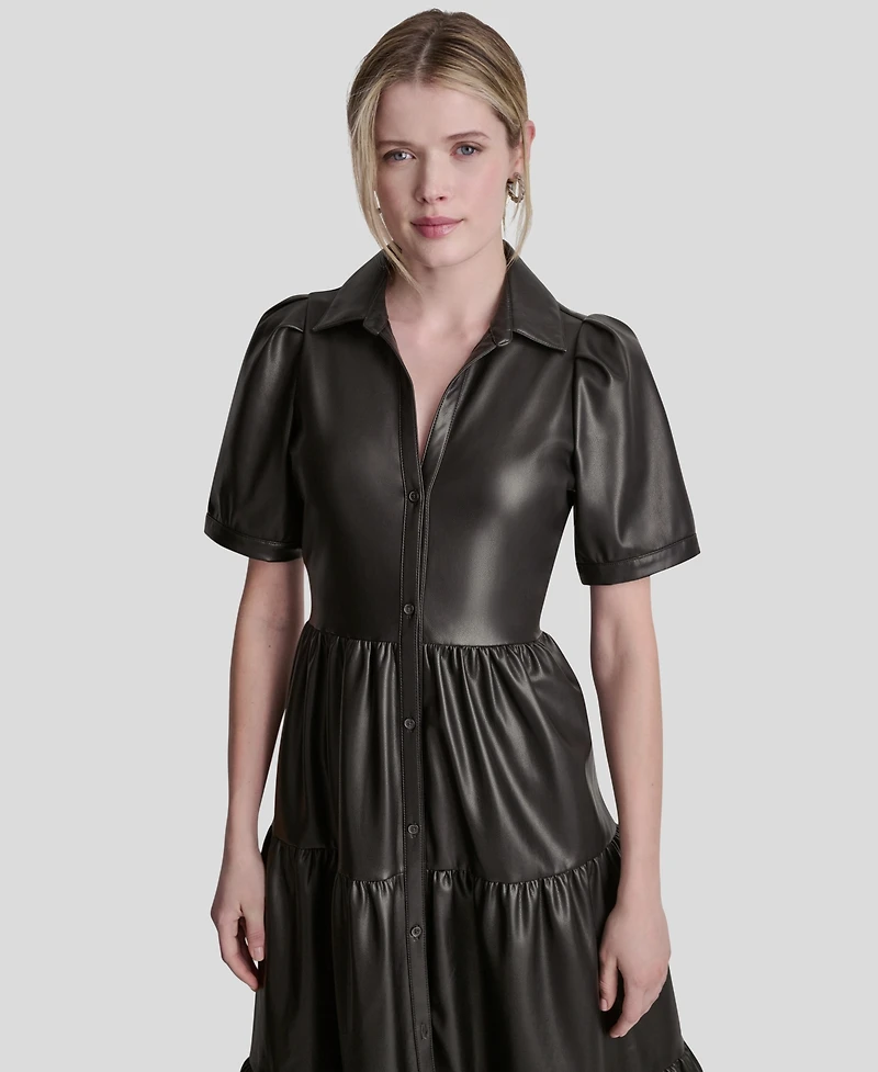 Dkny Jeans Women's Button-Front Tiered Dress