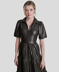 Dkny Jeans Women's Button-Front Tiered Dress