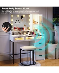 Vlsrka Vanity Desk with Hollywood Mirror and Led Lights