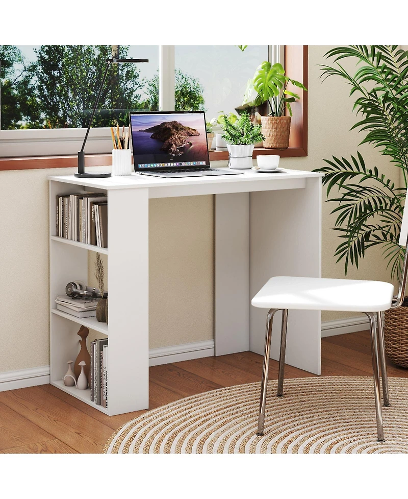 Slickblue Computer Desk with Bookshelf for Small Space Home Office