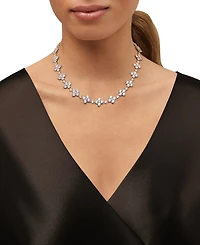 Arabella White Cubic Zirconia Flower Necklace (96-7/8 ct. t.w.) in Sterling Silver
