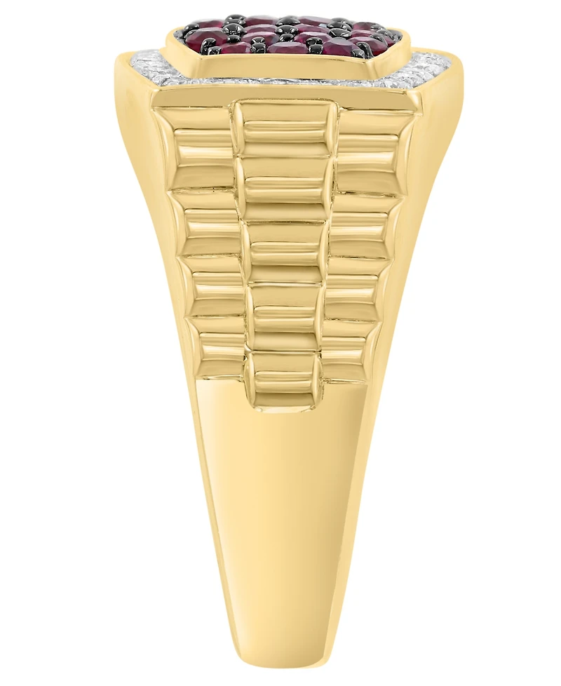 Effy Collection Men's Diamond (1/3 ct. t.w.) & Ruby (1/3 ct. t.w.) Ring in 14k Yellow Gold