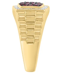 Effy Collection Men's Diamond (1/3 ct. t.w.) & Ruby (1/3 ct. t.w.) Ring in 14k Yellow Gold