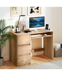 Slickblue Computer Work Desk with 3 Large Drawers and Keyboard Tray