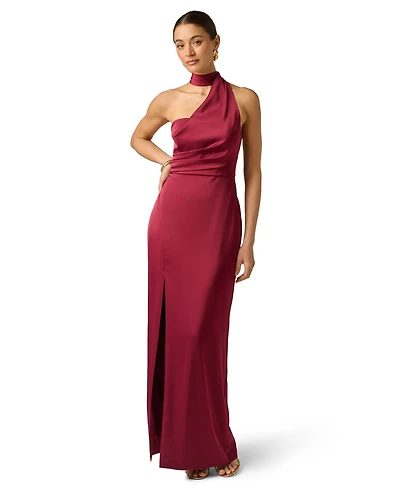 Adrianna Women's Stretch Satin Halter Neck Ball Gown