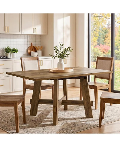 Tribesigns 47-Inch Dining Table for 4, Farmhouse Kitchen Table with Sturdy Legs and Cross Brace, Small Dinner Tables
