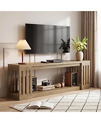 Tribesigns 63-Inch Tv Stand for 55/60/65/70-Inch TVs, Farmhouse Entertainment Center with 2-Tier Open Storage Shelves