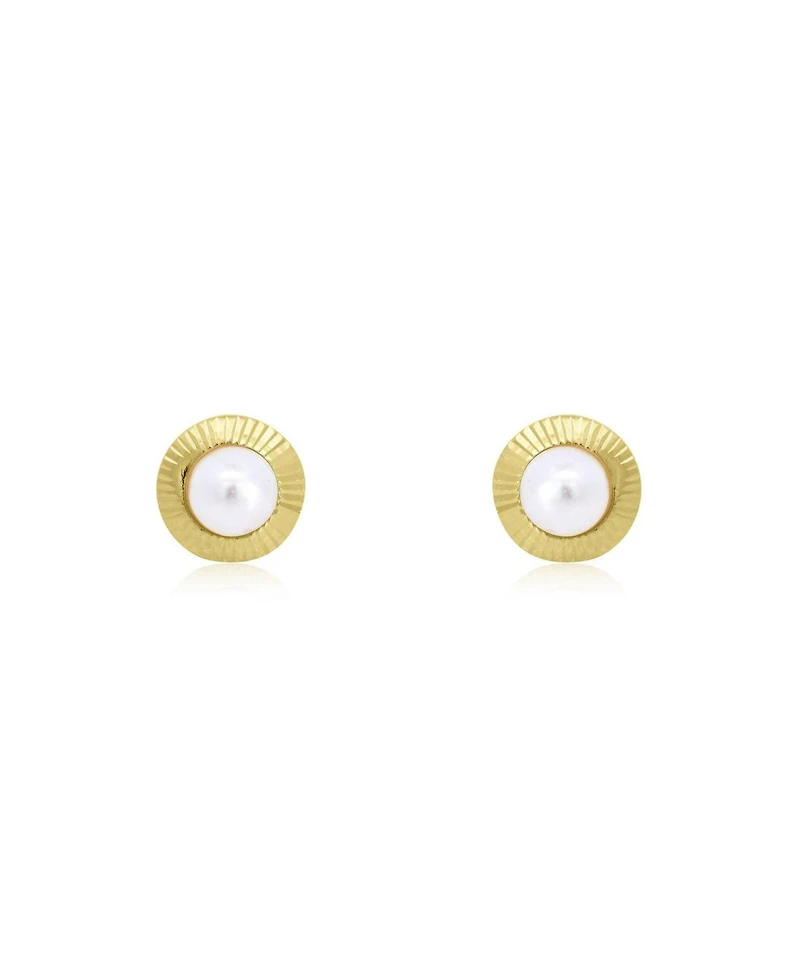 The Lovery Fluted Pearl Screw Back Stud Earrings