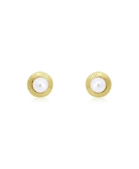 The Lovery Fluted Pearl Screw Back Stud Earrings