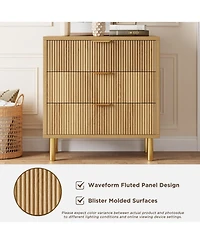 homfan Modern 3-Drawer Dresser with Handle, Wood Storage Chest Organizer for Bedroom, Living Room, Entryway