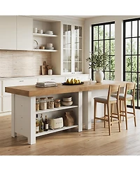 Tribesigns 3-Tier Farmhouse Kitchen Island with Large Worktop and Leg Room,55'' Stationary Island Table with Storage