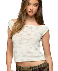 Edikted Womens Clement Off Shoulder Knit Top