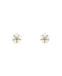 The Lovery Pearl Flower Stud Earrings 14K Yellow Gold