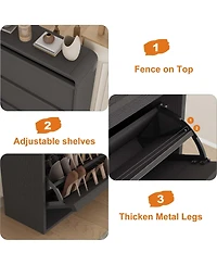 homfan Wooden Hidden Shoe Cabinet with 3 Flip Drawers and Adjustable Shelf, Entryway Storage Organizer for Hallway Living Room