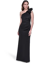 Eliza J Women's One-Shoulder Floral Applique Ball Gown