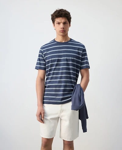 Mango Men's Striped Cotton T-Shirt