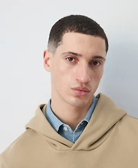 Mango Men's Cotton Printed Hooded Sweatshirt