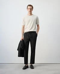 Mango Men's Ribbed Knit T-Shirt