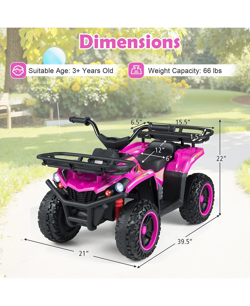 Slickblue 24V Kids Electric Quad Ride On with Led Headlights and Rugged Tires