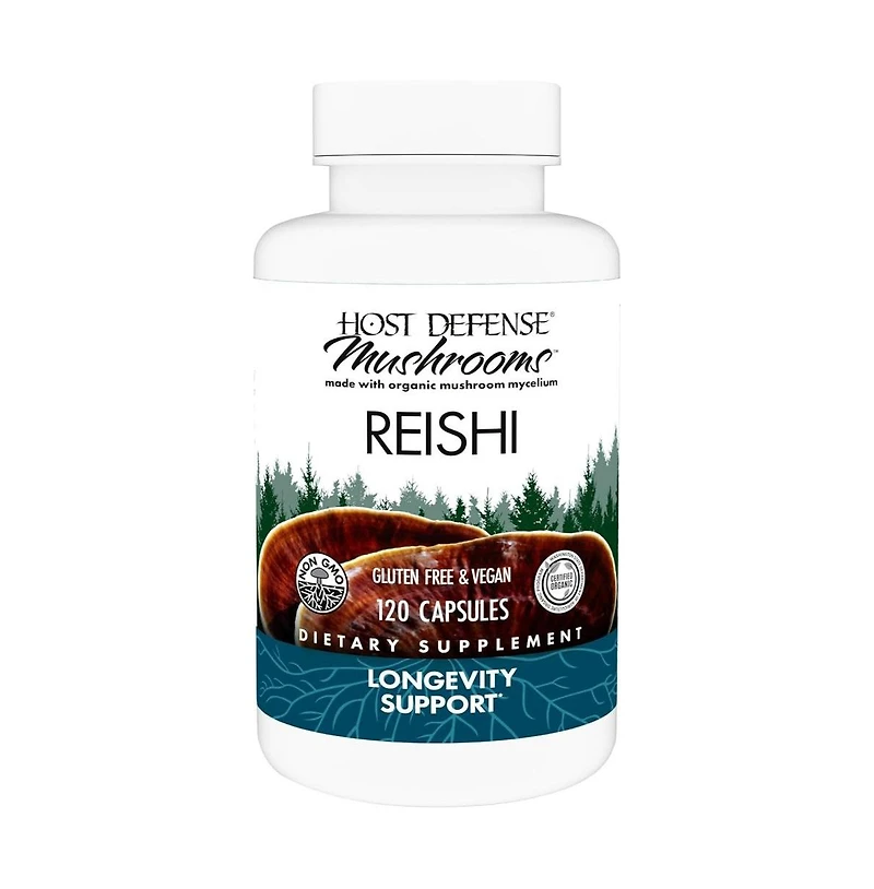 Host Defense Reishi Capsules - Heart & Immune Health Support Supplement - Mushroom Supplement to Support Energy & Vitality