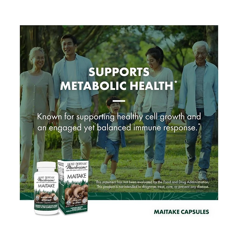 Host Defense Maitake Capsules - Immune & Cellular Health Support Supplement - Dietary Herbal Supplement with Maitake Mushroom & Mushroom Mycelium