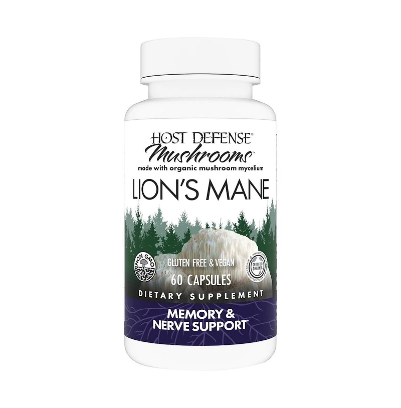 Host Defense Mushrooms Lion's Mane - Brain Health Support Supplement - Mushroom Supplement to Support Focus & Memory Function