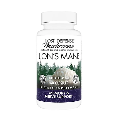 Host Defense Mushrooms Lion's Mane - Brain Health Support Supplement - Mushroom Supplement to Support Focus & Memory Function