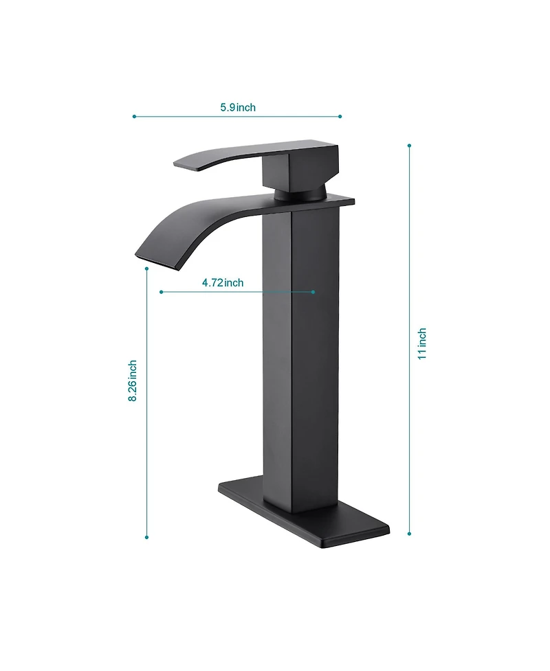 Phying Waterfall Spout Single Handle Bathroom Sink Faucet