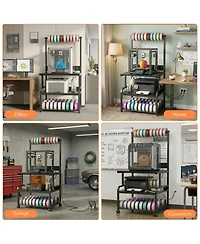 Aheaplus Large Printer Stand with 4-Tier Storage and Charging Station, 3D Printer Table with Filament Storgae and Rolling