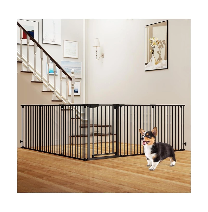 Ruie Extra Wide Pet Safety Gate with 6 Panels and 34.5-154 in Adjustable Width