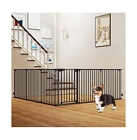 Ruie Extra Wide Pet Safety Gate with 6 Panels and 34.5-154 in Adjustable Width