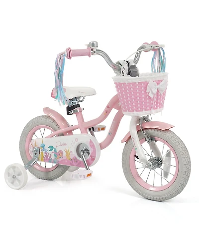 Gymax Kids Bike w/Training Wheels Hand Coaster Brakes Adjustable Seat Handlebar
