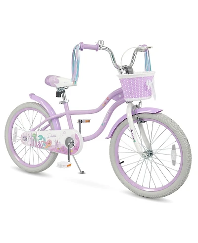 Gymax 20'' Girls Bike w/Removable Basket Streamers Hand Brake and Coaster Brake Saddle