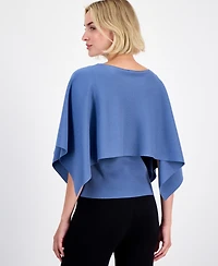 Anne Klein Petite Boat Neck Sweater Cape Top