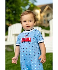 Florence Eiseman Baby Boys Printed Knit Shortall With Fire Truck