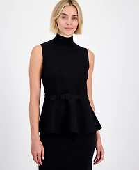 Anne Klein Women's Sleeveless Belted Peplum-Hem Top