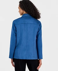 Anne Klein Women's Faux Suede Button-Front Long-Sleeve Jacket