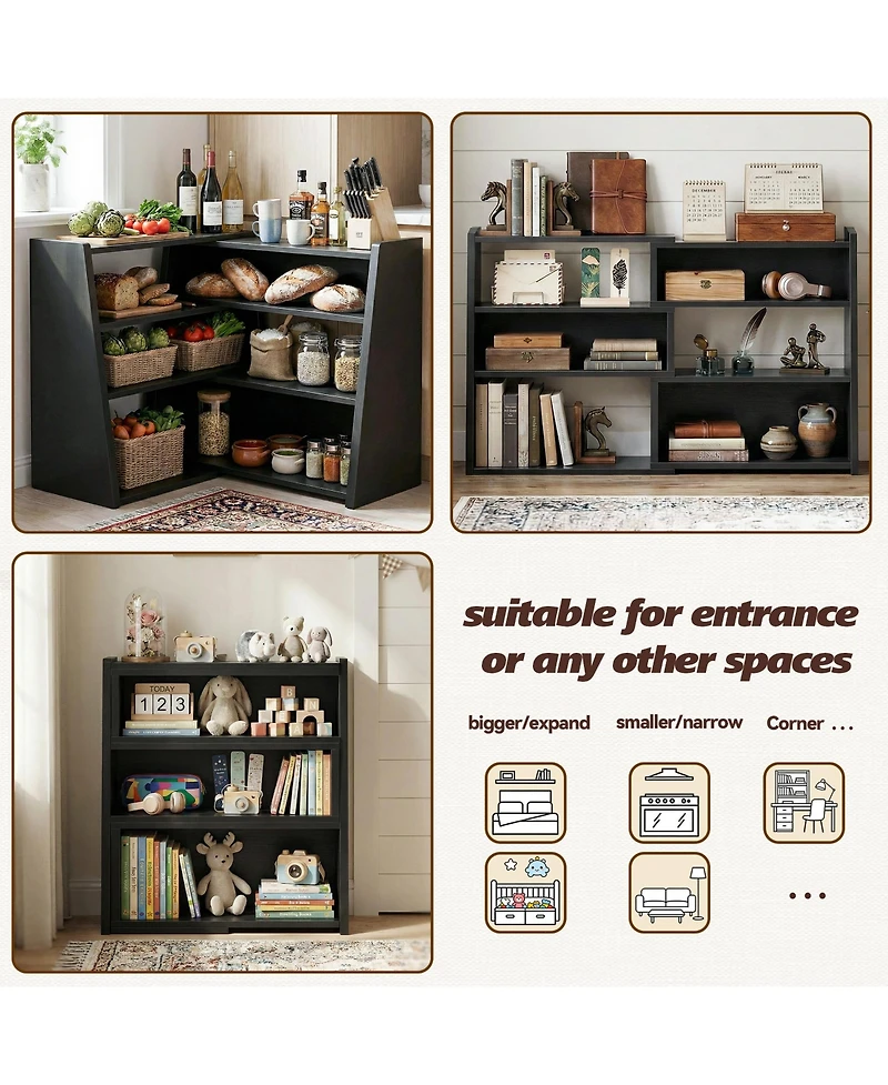 Aheaplus 3-4 Tier Expandable Ladder Shelf, Corner Bookshelf for Small Spaces