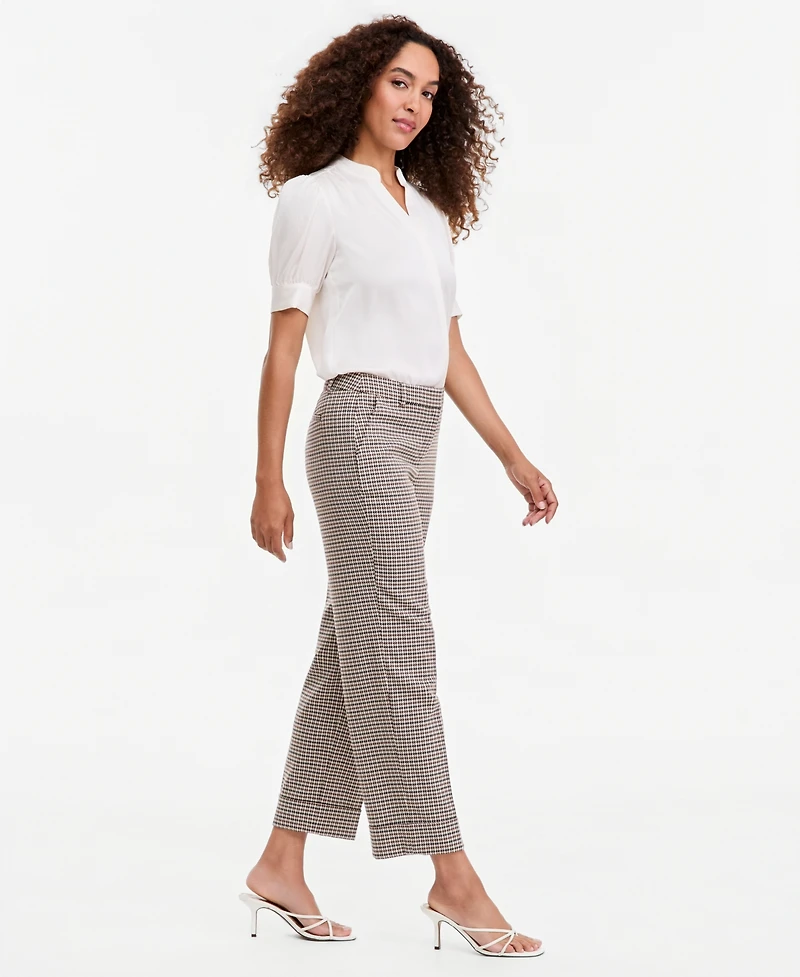 Anne Klein Petite Grace Plaid Ankle Mid-Rise Pants