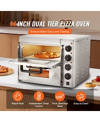 Cozito Countertop Electric Pizza Oven, Double Deck Stainless Steel Oven with Stone